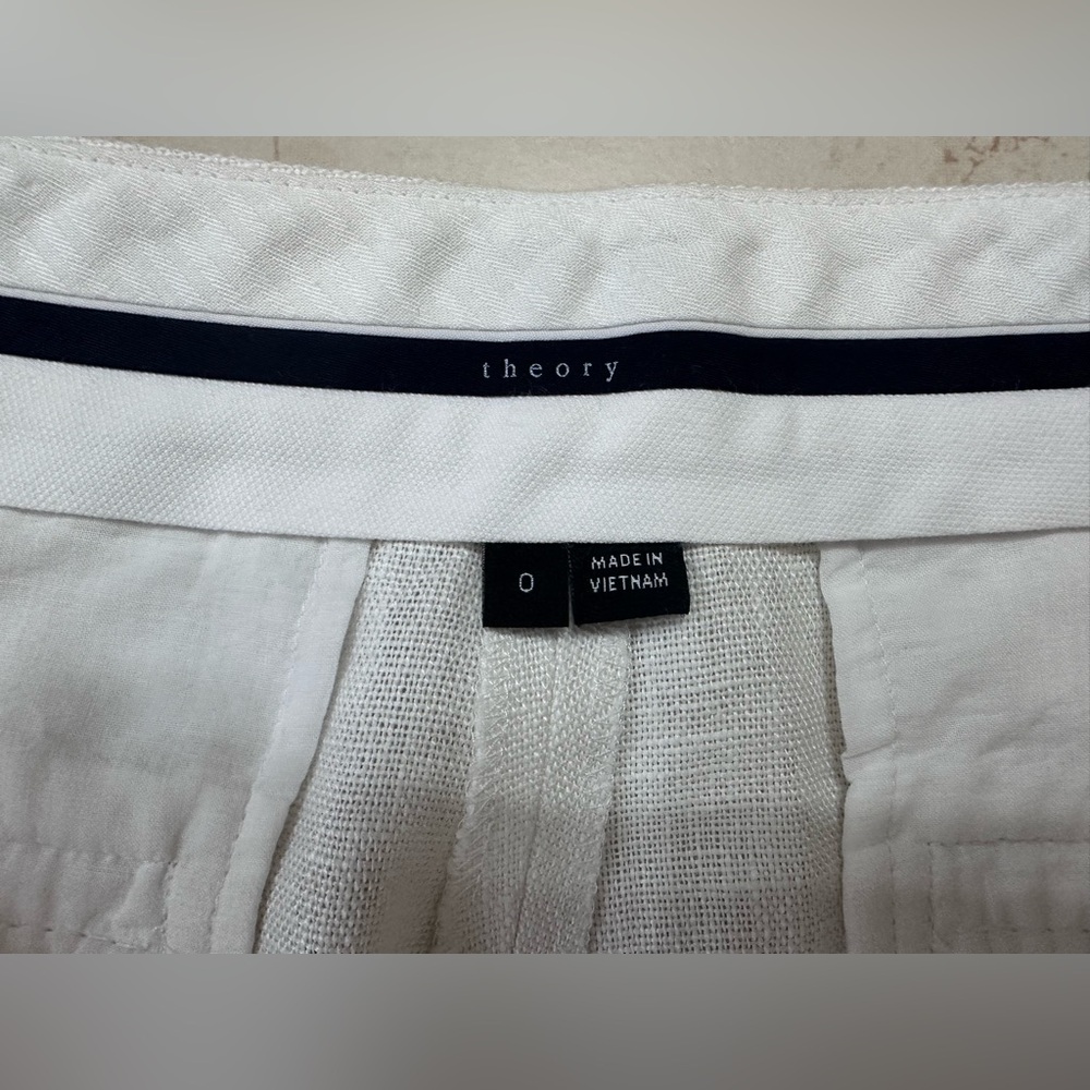 Theory Women’s White Linen Pants - Picture 4 of 8